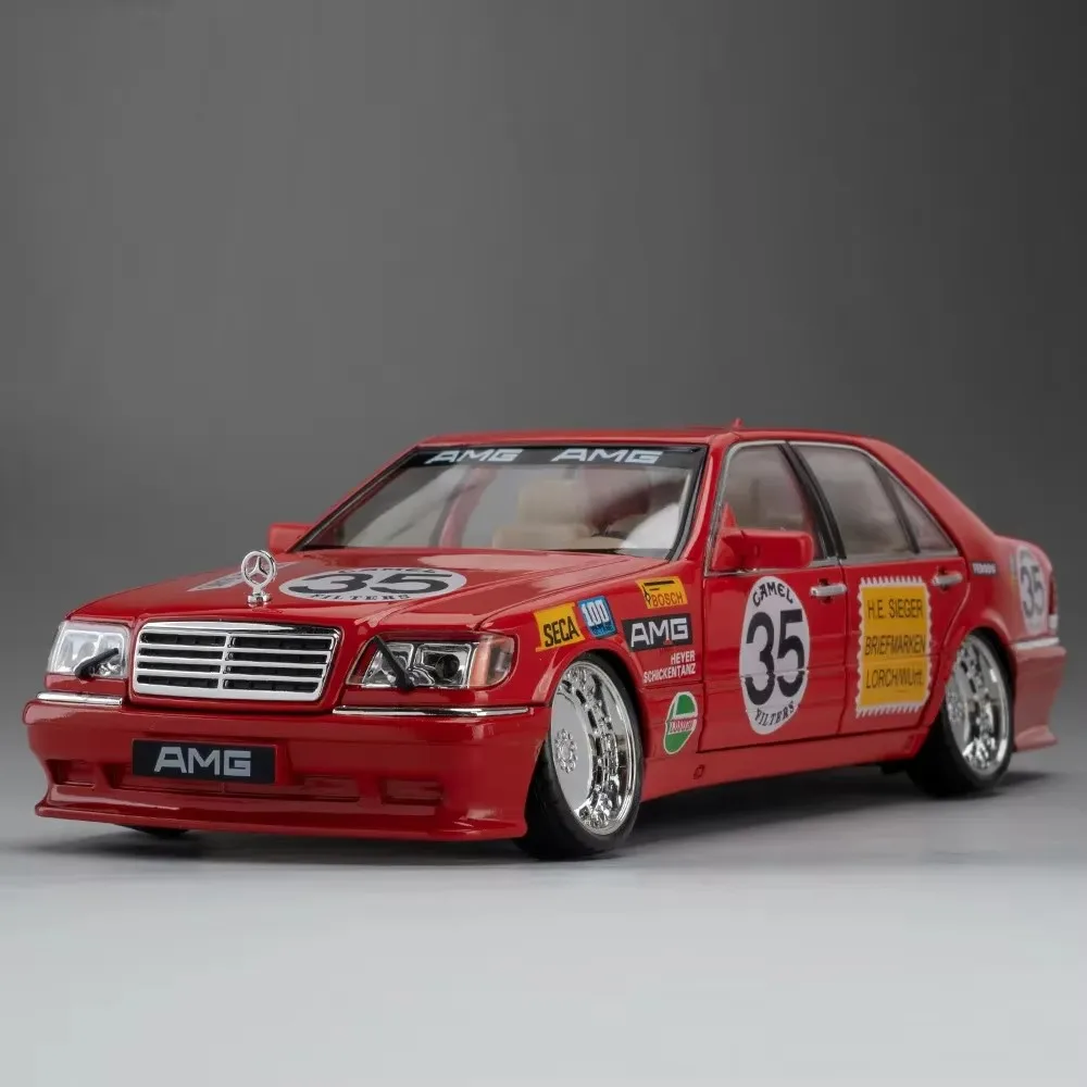 (w140 Vermelho) Miniatura De Supercarro Em Escala 1:24, Carroceria Metálica, Retrovisores Dobráveis