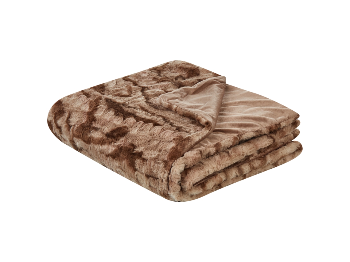 Colcha Peluda De Estilo Moderno Beliani Bakira De Pelo Sintético Marrón 200x220x1.5