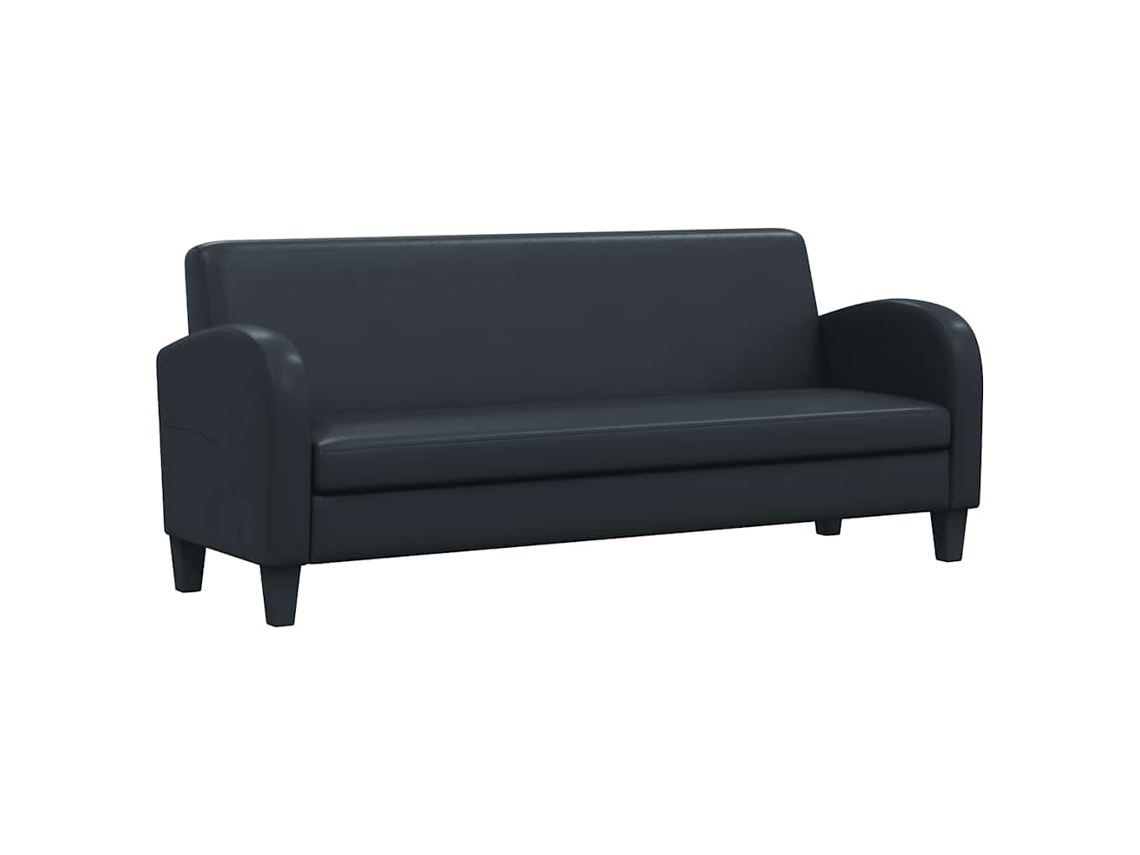 Vidaxl Sofá De 3 Lugares Couro Artificial Preto