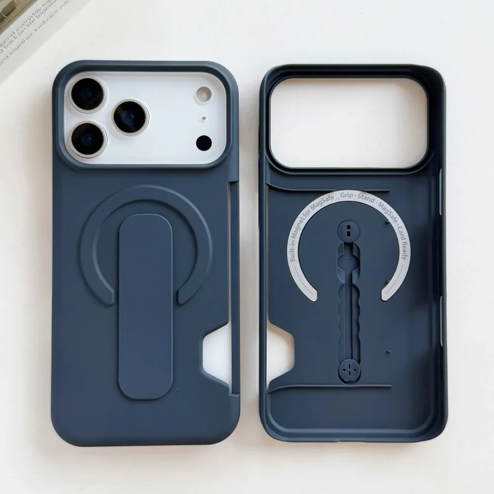 (azul, Iphone 14 Pro Max) Capa Minimalista Magnética Para Celular Com Compartimento Para Cartão, Suporte Para Anel E Recursos Antirroubo.