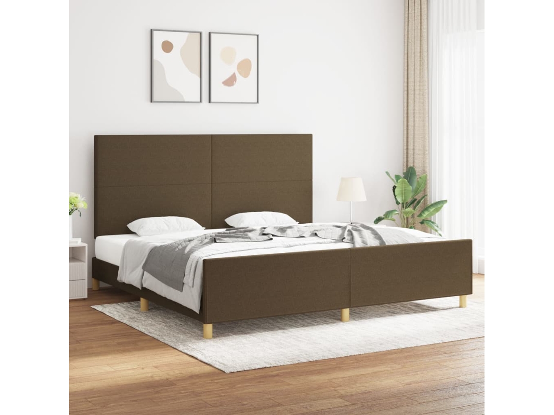 Vidaxl Estrutura de Cama Sem Colchão 200x200 Cm Tecido Castanho escuro