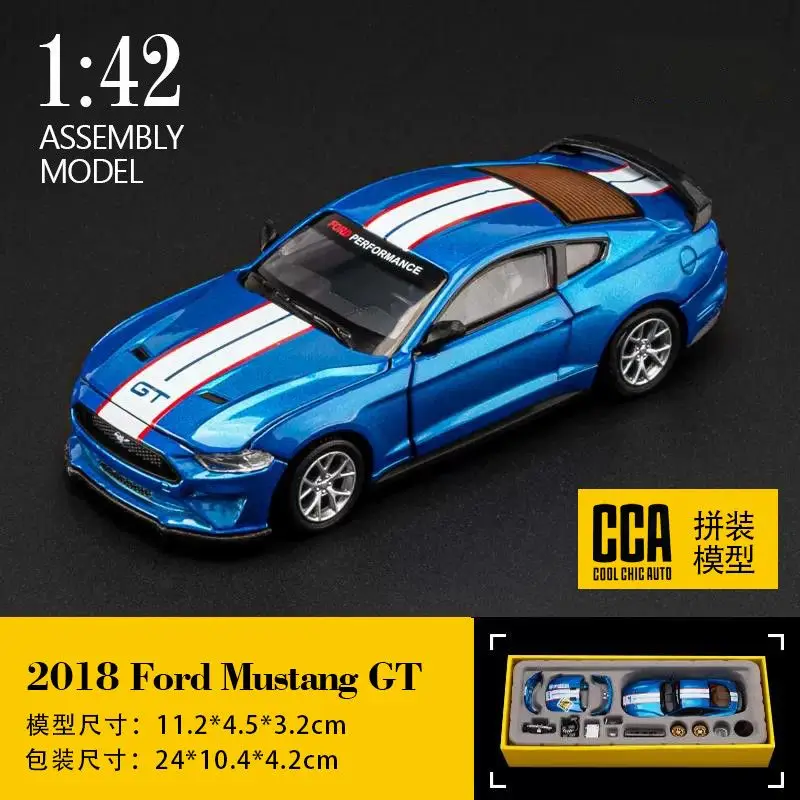 (azul) 1:42 Ford Mustang Gt Modelo De Carro Em Liga Metálica Para Montagem - Edição De Pista Modificada