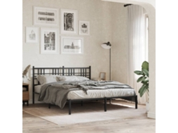 Vidaxl Estrutura De Cama Em Metal Com Cabeceira 150x200 Cm Preto