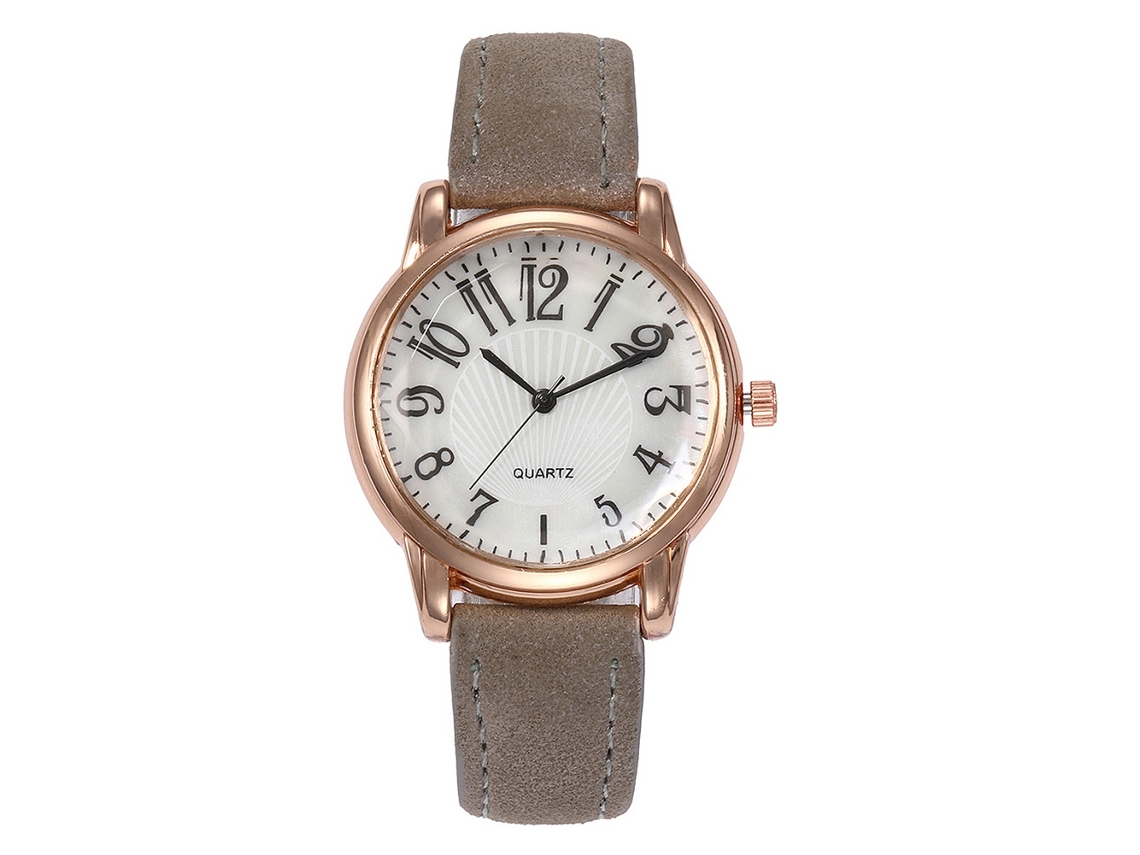 Relógio Feminino de Pulso Vansvar com Pulseira Pu e Movimento de Quartzo (cinza)