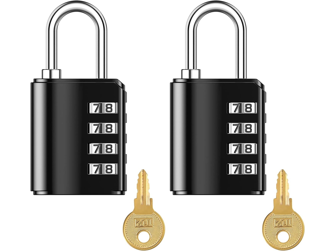 Conjunto De 2 Cadeados Com Código De 4 Dígitos, Sem Chave, Em Liga De Zinco, Para Exterior