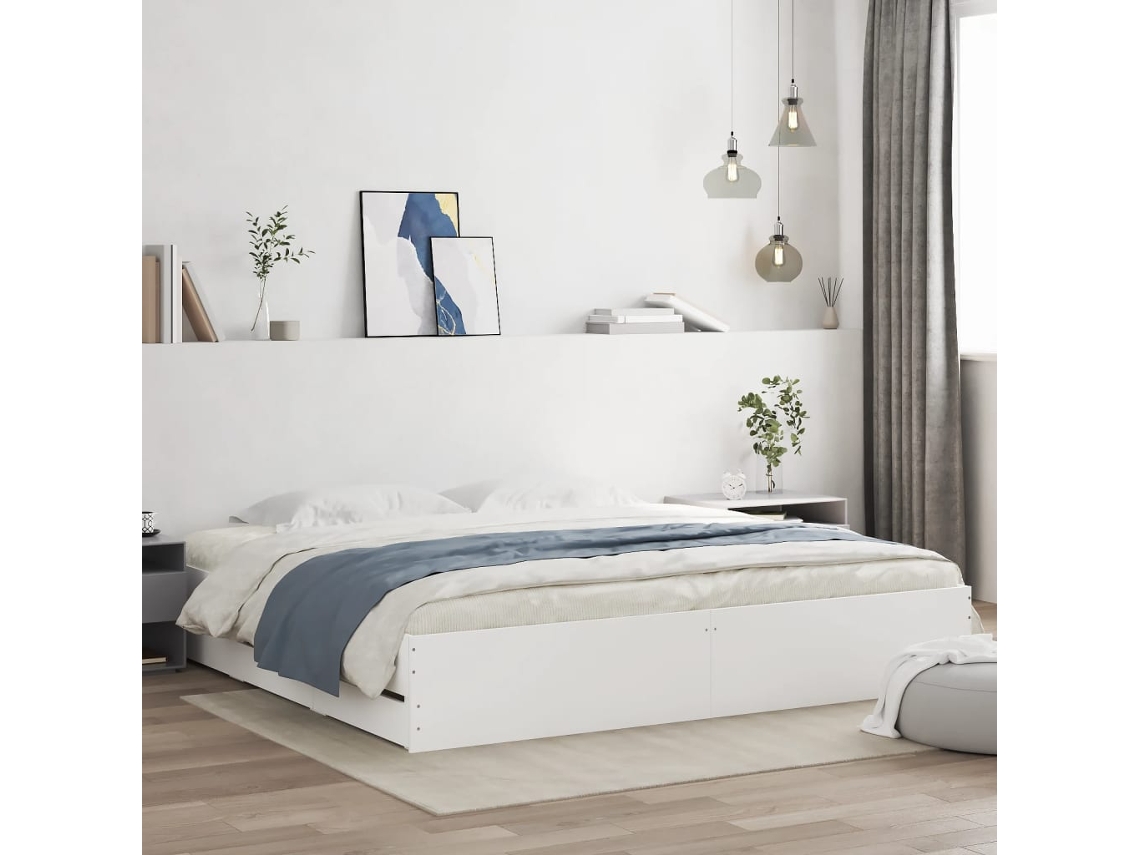 Estrutura De Cama C/ Gavetas 200x200cm Derivados Madeira Branco