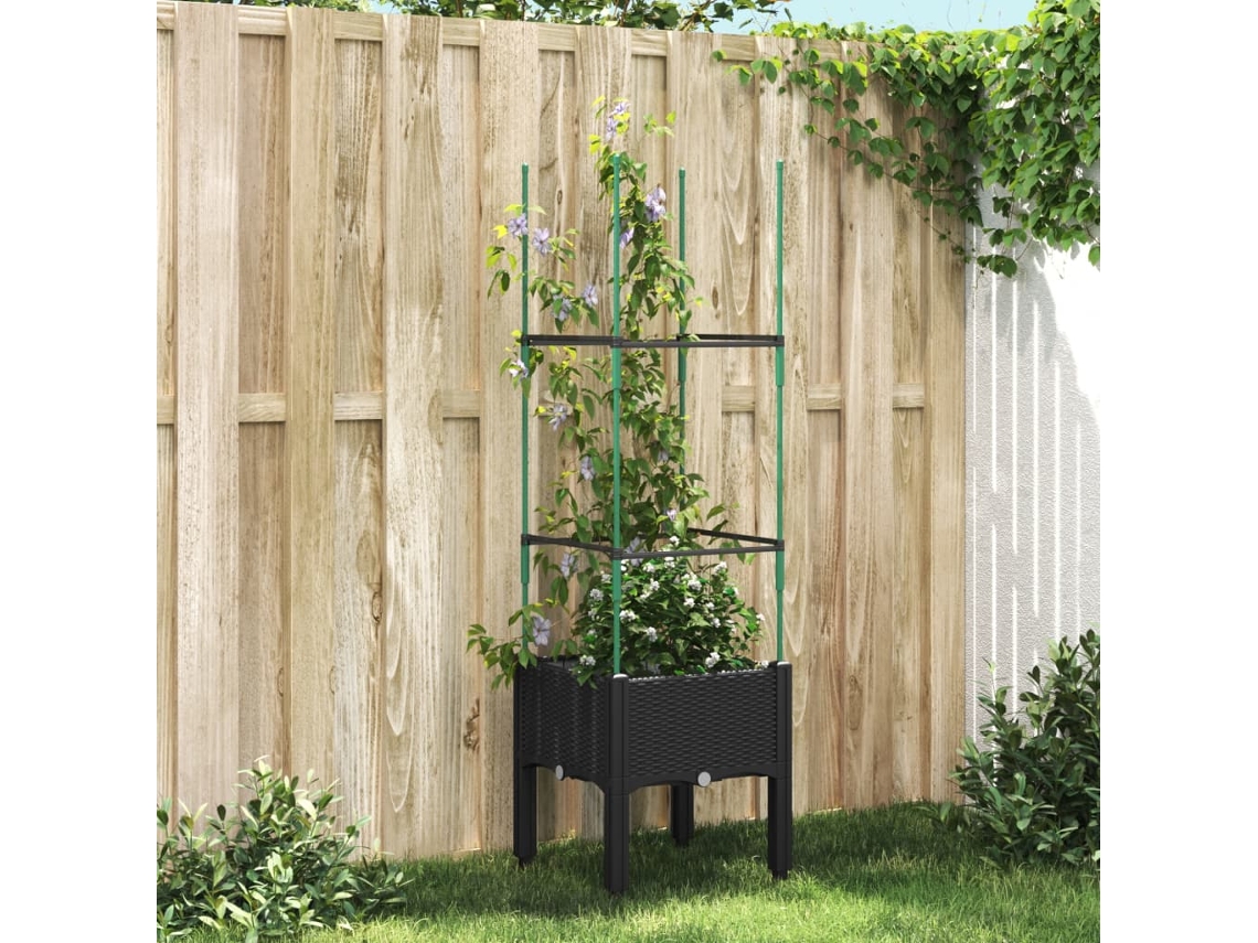 Vidaxl Vaso/floreira De Jardim C/ Treliça 40x40x142,5 Cm Pp Preto