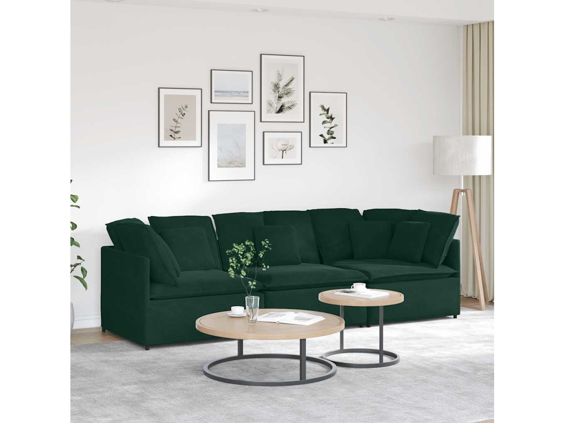 Vidaxl Sofá Modular Com Almofadas Veludo Verde-escuro