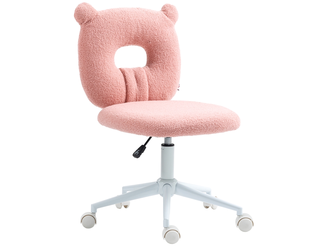 Cadeira de Secretária S/MARCA giratória infantil com encosto urso 50x56x80/90 cm rosa