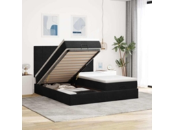 Estrutura De Cama Otomana Com Colchões 180x200cm Veludo Preto