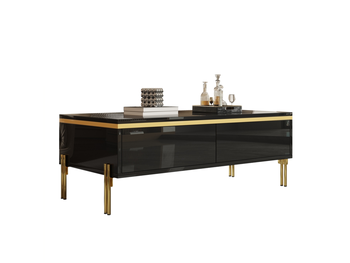Mesa Centro Superfície Brilhante 100x50x36 Gavetas Lateral VOLTEDGE