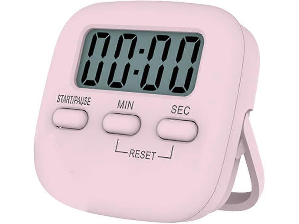 Temporizador Digital De Cozinha, Base Magnética, Suporte Dobrável Ou Orifício Para Pendurar, Acabamento Rosa