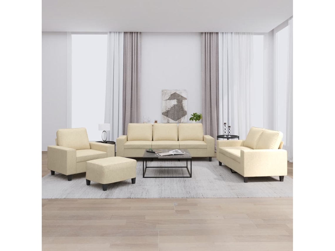 Vidaxl 4 Pcs Conjunto De Sofás Tecido Cor Creme