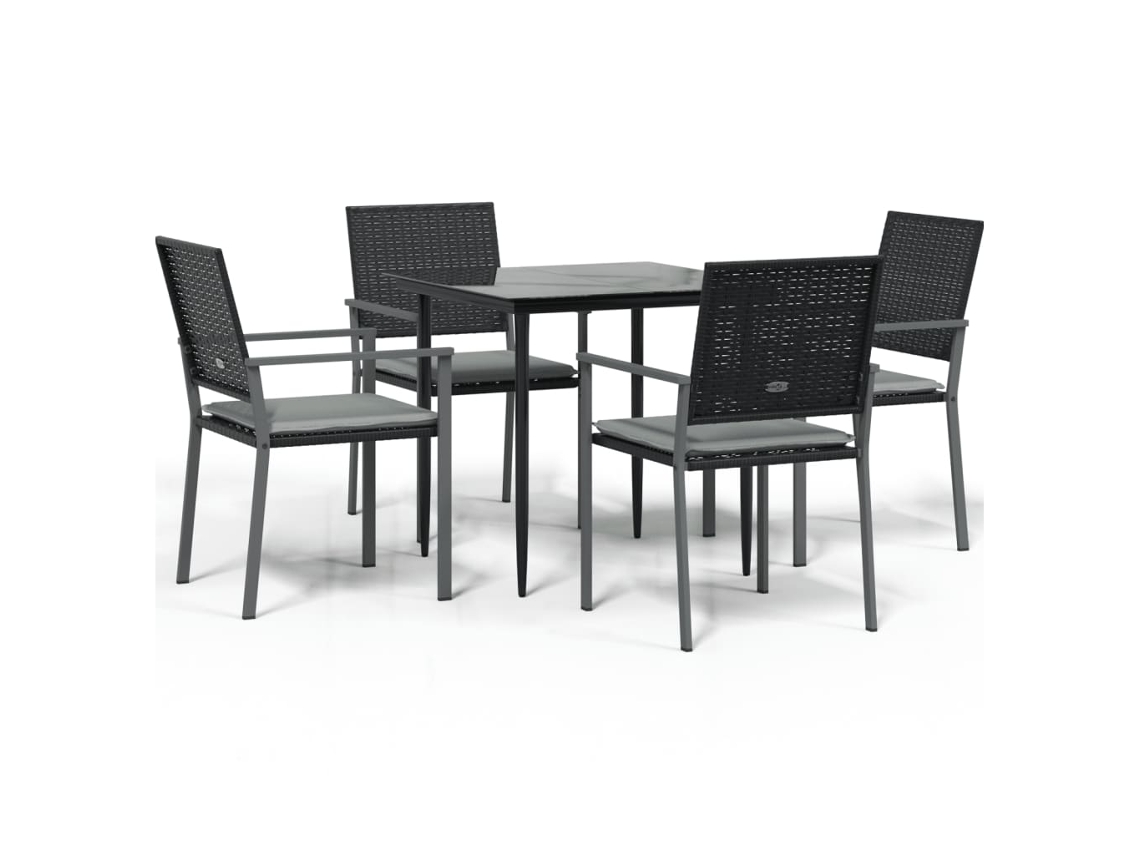 Garden Dining Set, Garden Dining Sets Vidaxl Preto Rattan / Vime (80 Cm Table Length)