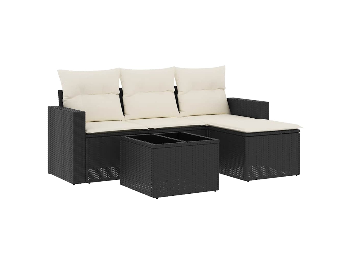Maison Exclusive - 5 Pcs Conjunto Sofás De Jardim Com Almofadões Vime Pe Preto