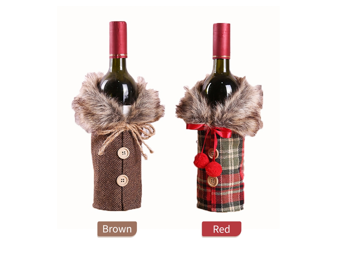 Laxiscreed Capa De Natal Para Garrafa De Vinho Com Pêlo Sintético - Decoração Festiva