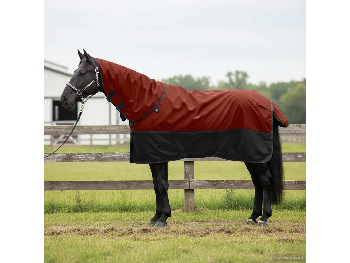 Vidaxl Cobertor De Cavalo Bordô E Preto 115 Cm Poliéster