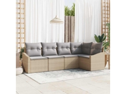 Vidaxl Conjunto De Sofás 5 Unid. Bege Vime Pe