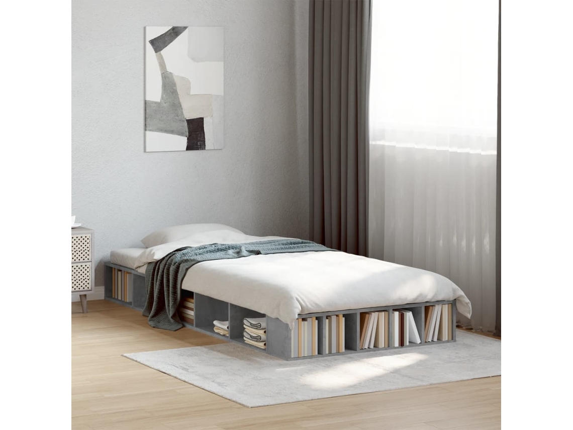 Estrutura De Cama 90x200 Cm Derivados De Madeira Cinza Sonoma