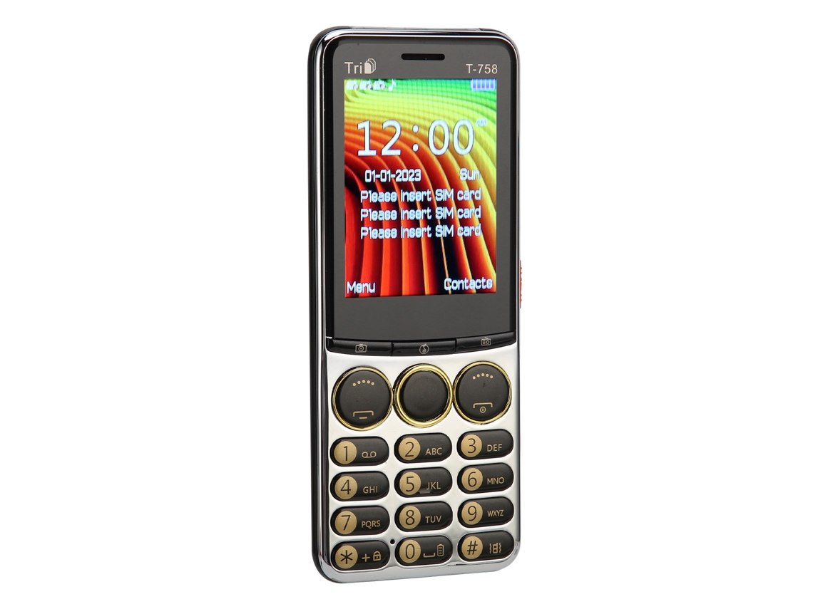 Mali celular Desbloqueado T 758 Gsm 2g com Tela 2.8 Polegadas, Bateria 3200mah, Botões Grandes para Idosos Plugue Eu Preto