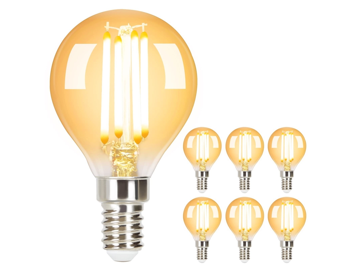 Conjunto de 6 lâmpadas LED E14 Vintage G45 Retro 2700K 4W Brancas Quentes NETTLIFE
