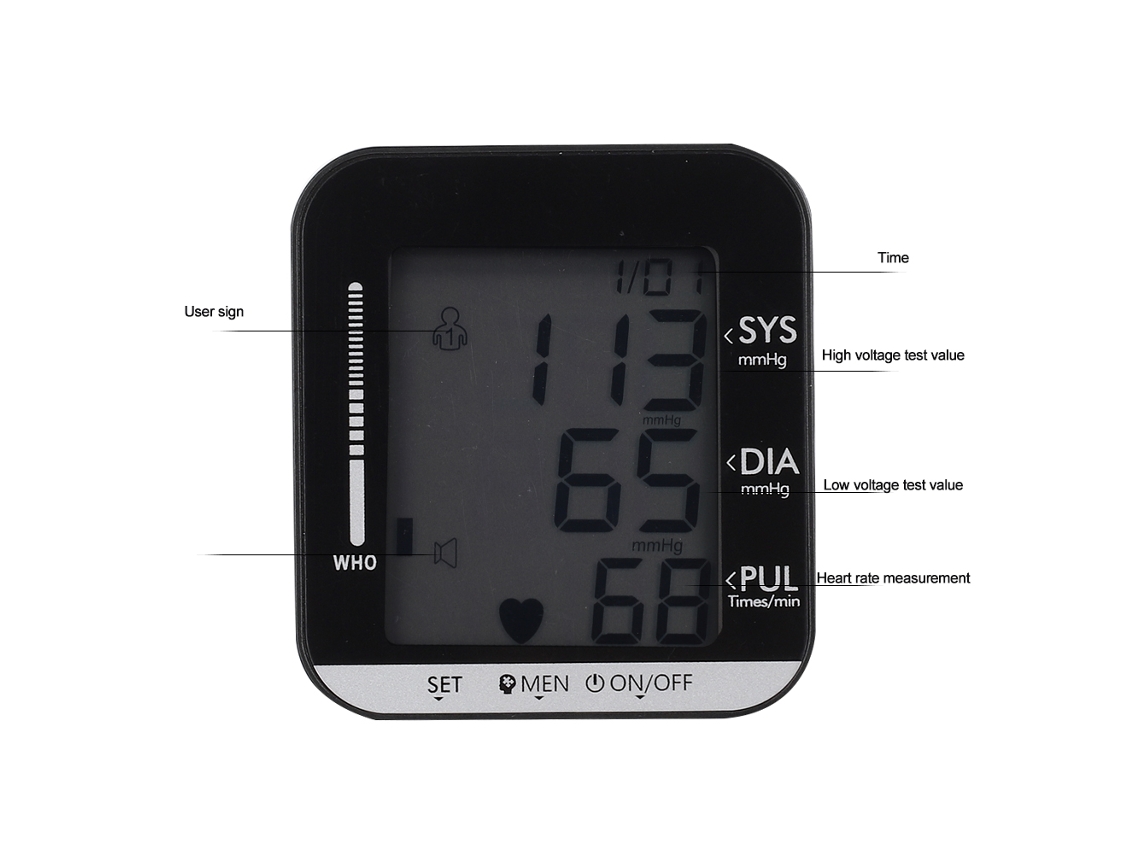 Lurelia Monitor De Pressão Arterial Pulso Lcd Ajustável Portátil Manguito