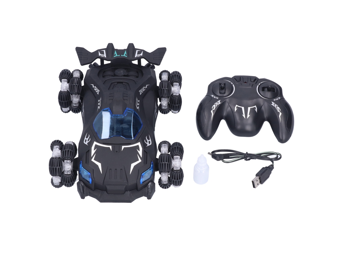 Ats carro de Controle Remoto 360° Derrape Fácil 1:12 Luzes Led Resistente a Choques Brinquedo Elétrico para Crianças Preto