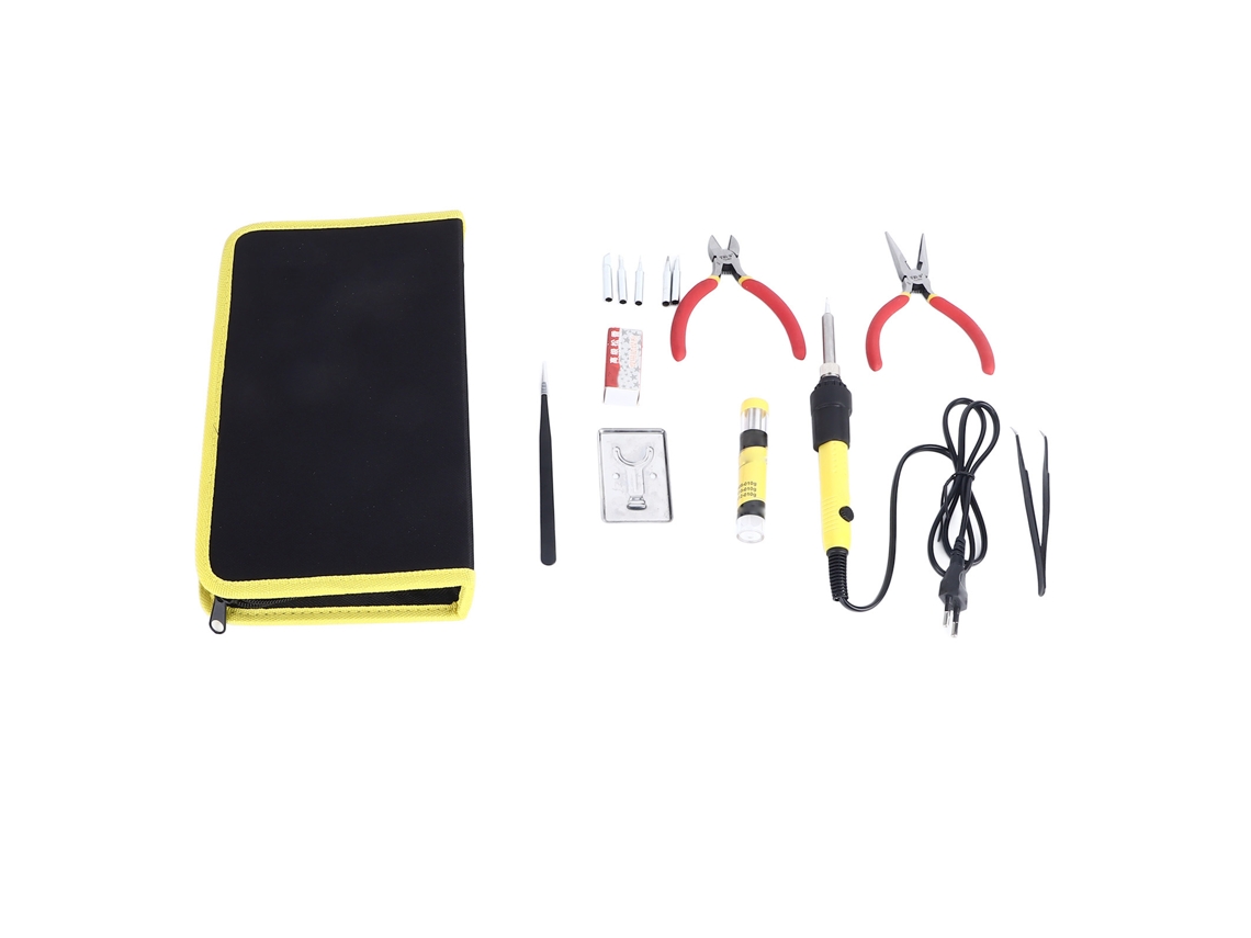 Kit De Ferro De Solda 60w Com Temperatura Ajustável Ferramenta De Soldagem Com 5 Pontas Pinças E Alicates