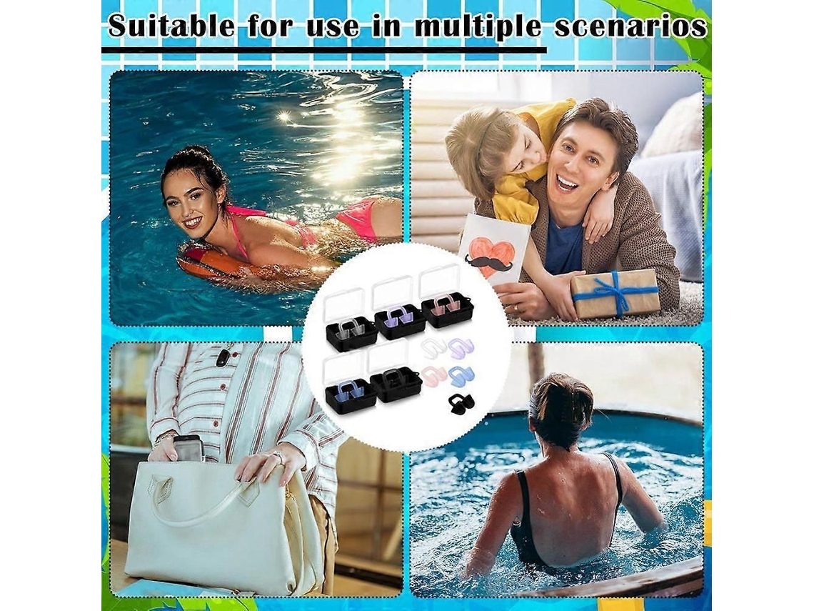 Conjunto De 5 Protetores Nasais Para Natação, Clipe Nasal Transparente De Silicone Com Estojo De Armazenamento De Plástico, Clipe Nasal À Prova D