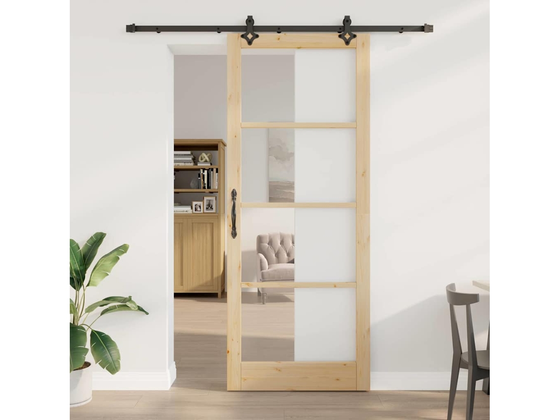 Vidaxl Porta Deslizante Orkdal 93 X 232 Cm Natural E Preto