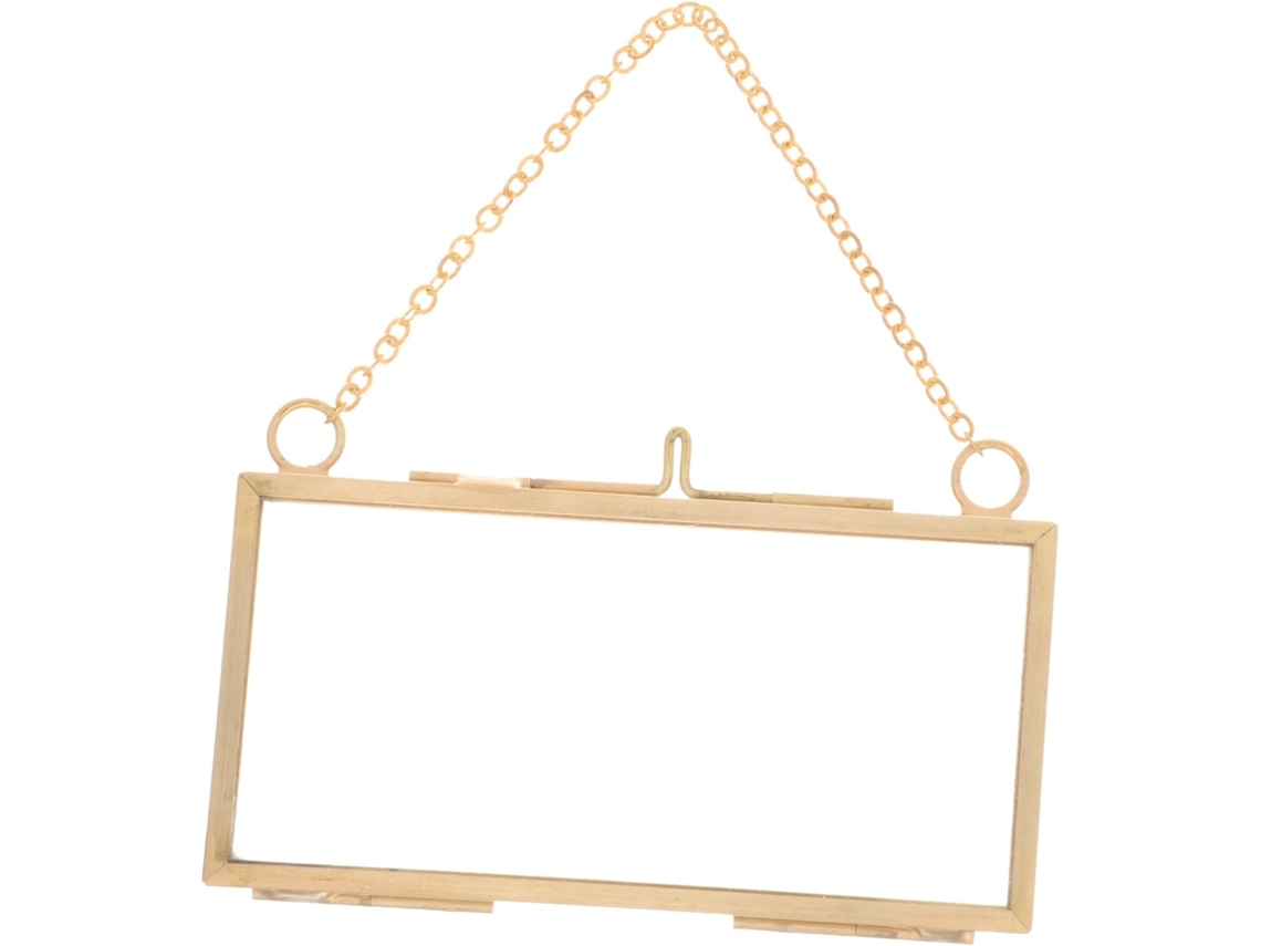 Moldura Dupla Latão 5x10 Horizontal Vidro Transparente Flutuante Ideal Fotos Flores Secas Espécimes Decoração GOKOCO