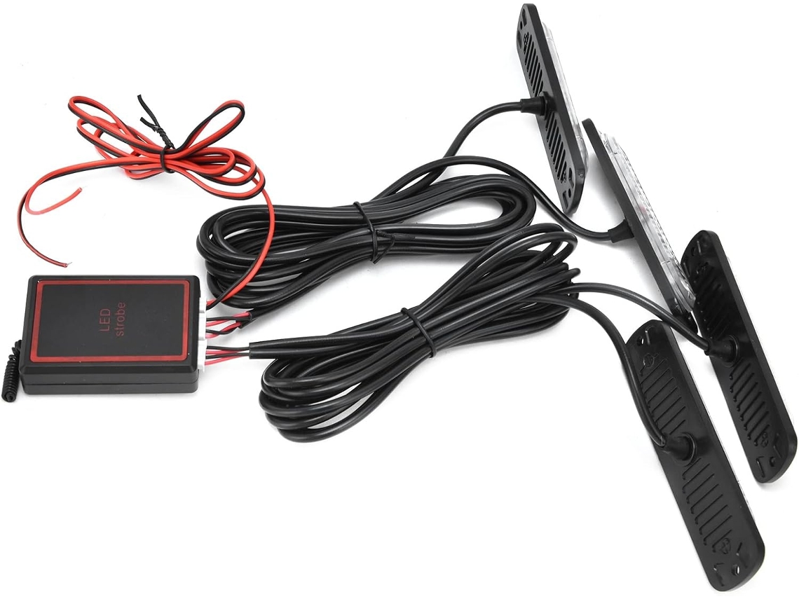 Luz Estroboscópica De Led 4x6 Sincronizada Nas Cores Vermelho E Azul Com Controle Remoto Advertência Emergência 12v Para