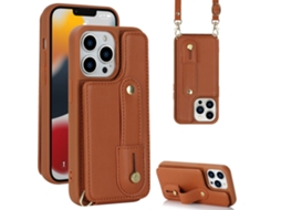 Suporte Casa Para Iphone 12 Pele Sintética Com Porta-cartões Castanho