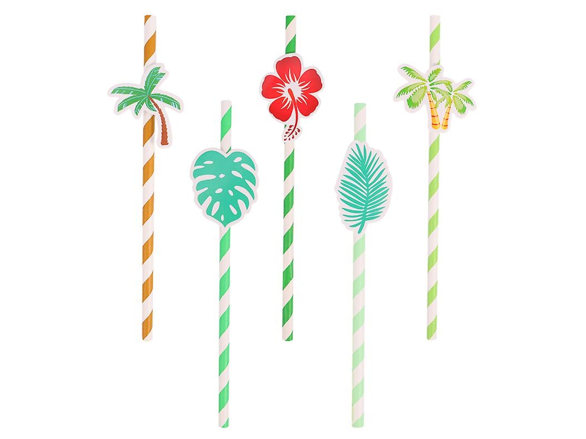 50 Unidades De Palha De Papel Havaiana Allinless