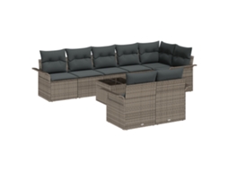 Conjunto 9 Conjunto De Sofá De Jardim Vidaxl Cinzento Vime Pe (297,5 X 132,5 X 69 Cm)