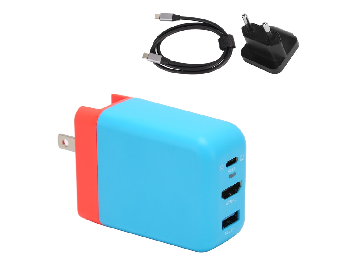 Aetheria carregador Gan 65w Usb C 3 Portas Dobrável com Hdmi 4k 60hz para Switch Eu Plug