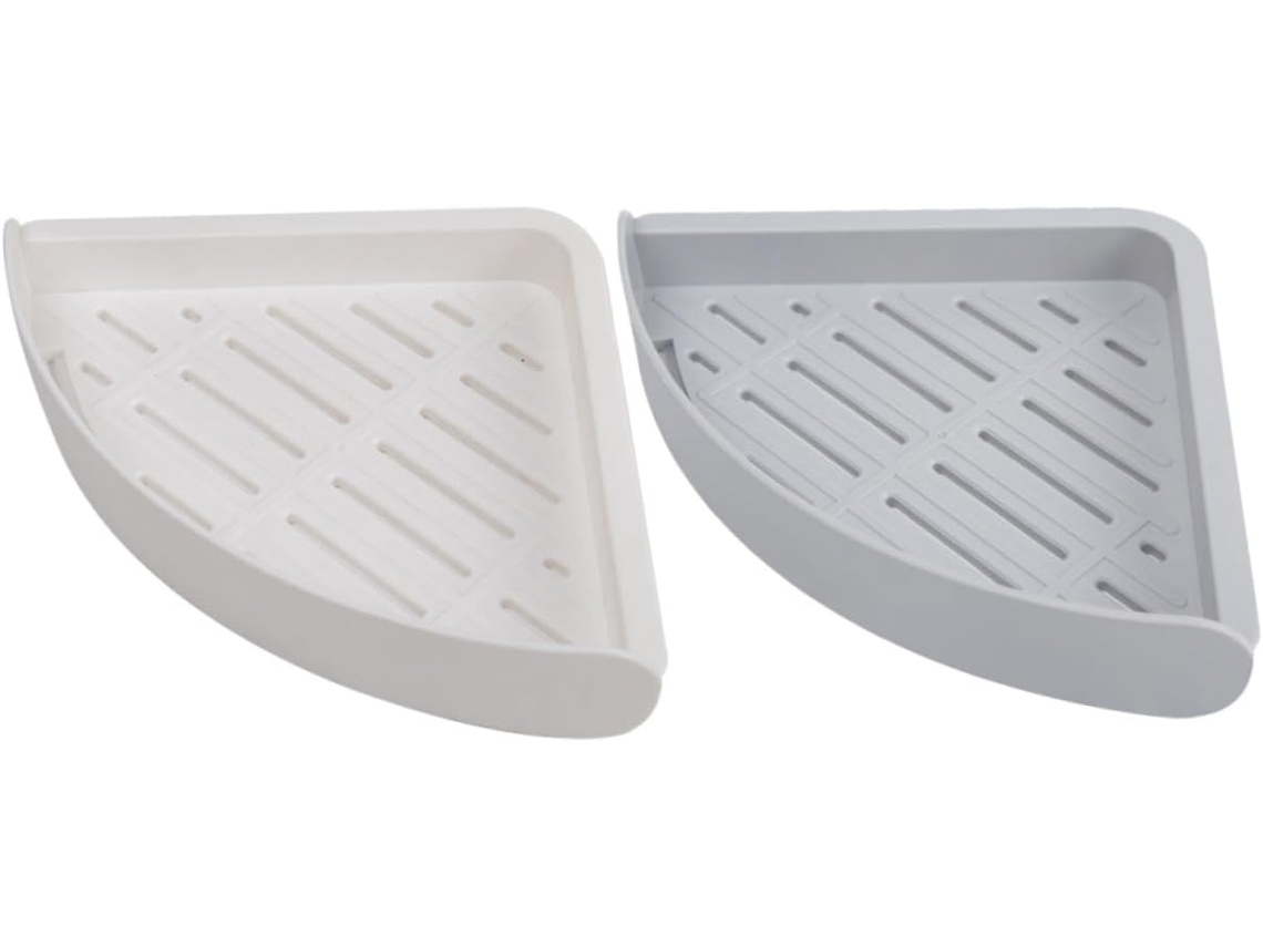 Conjunto De 2-prateleiras Canto Parede Em Plástico Para Banheiro