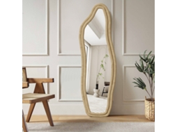 Espelho De Pé 140×45cm Formato Irregular E Curvo, Moldura Em Veludo Dourado Perfeito Para Uma Visão De Corpo Inteiro E Para Conferir O Look. Ycone