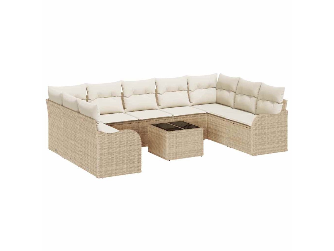 Maison Exclusive - Conjunto De Sofá De Jardim 10 Unid. Bege E Branco Vime Pe