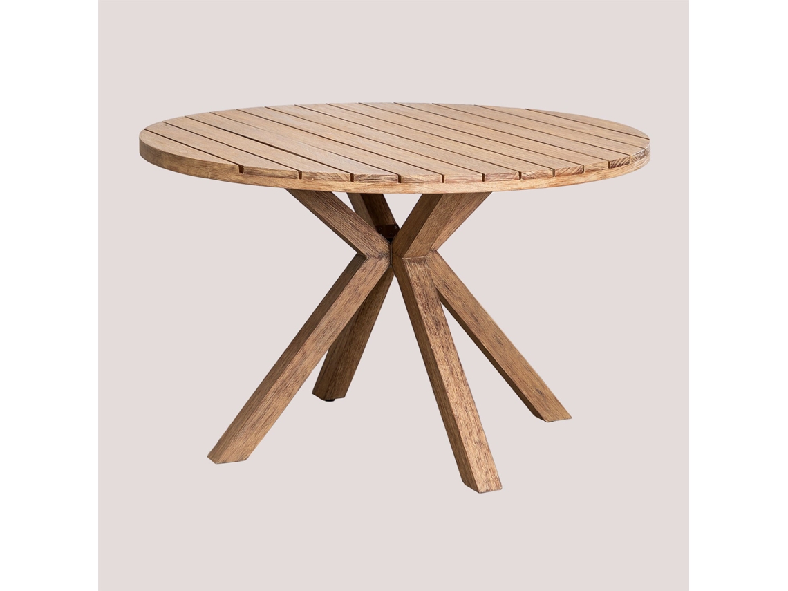 Sklum Mesa De Jantar Redonda Em Madeira Naele   Castanho Eucaliptoø120 Cm