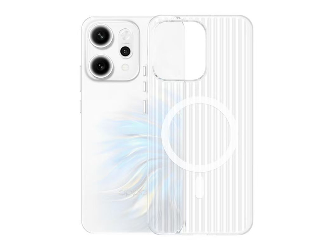 Capa Para Celular Com Botões De Metalbranco Fosco - Fixação Magnética - Oppo Reno 14 Pro