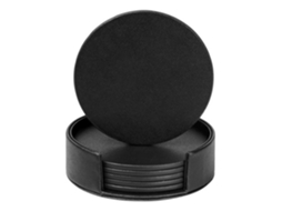 Conjunto de 6 porta copos reversíveis em couro PU preto AQUAFORGE