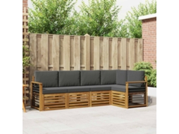 Vidaxl Conjunto De Sofá Sectional 5 Pcs Natural E Antracite