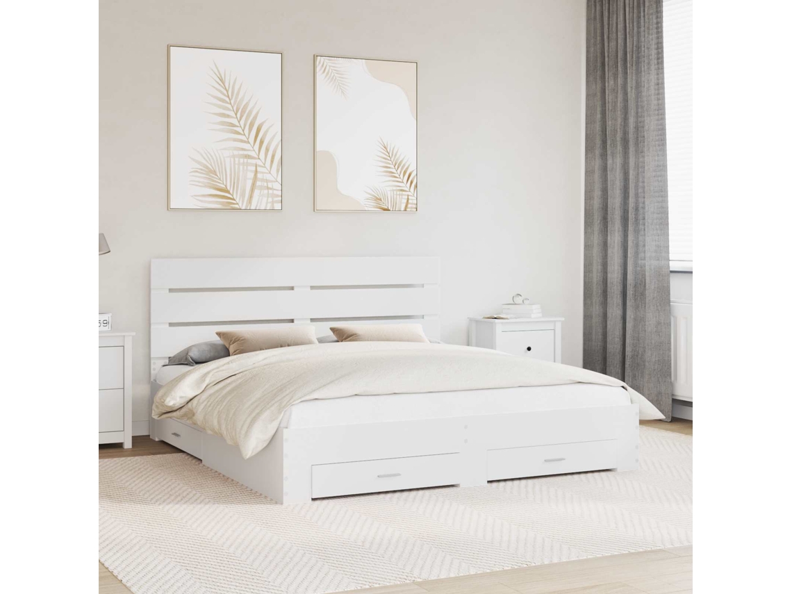 Vidaxl Estrutura da Cama Branco 180 X 200 Cm Madeira Processada