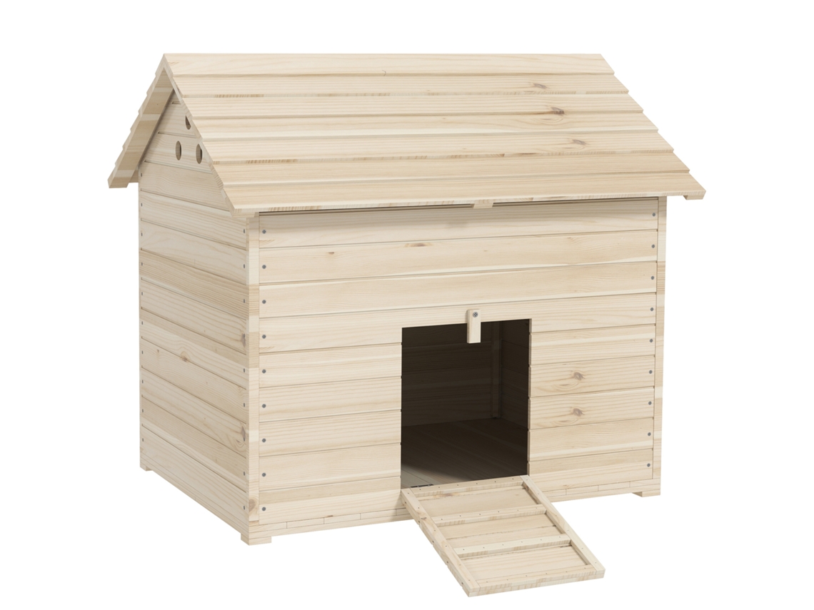 Casa para Patos com Telhado Articulado e Basculante, Abrigo para Aves com Piso Elevado e Rampa, Madeira de Abeto, 100 X 82,5 X 91 Cm Ge