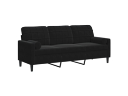 Maison Exclusive - Sofá 3 Lugares C/ Almofadas Decorativas 180 Cm Veludo Preto