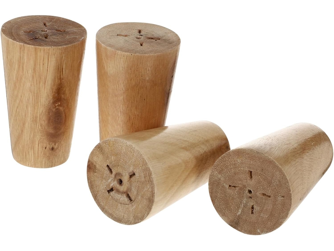 Tehaux Conjunto De 4 Pés Móveis Madeira Branca, Redondos E Sólidos, Para Sofá E Mesa, Estilo Moderno