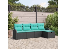 Vidaxl Conjunto De Sofá De Jardim 5 Pcs Preto Rattan Sintético