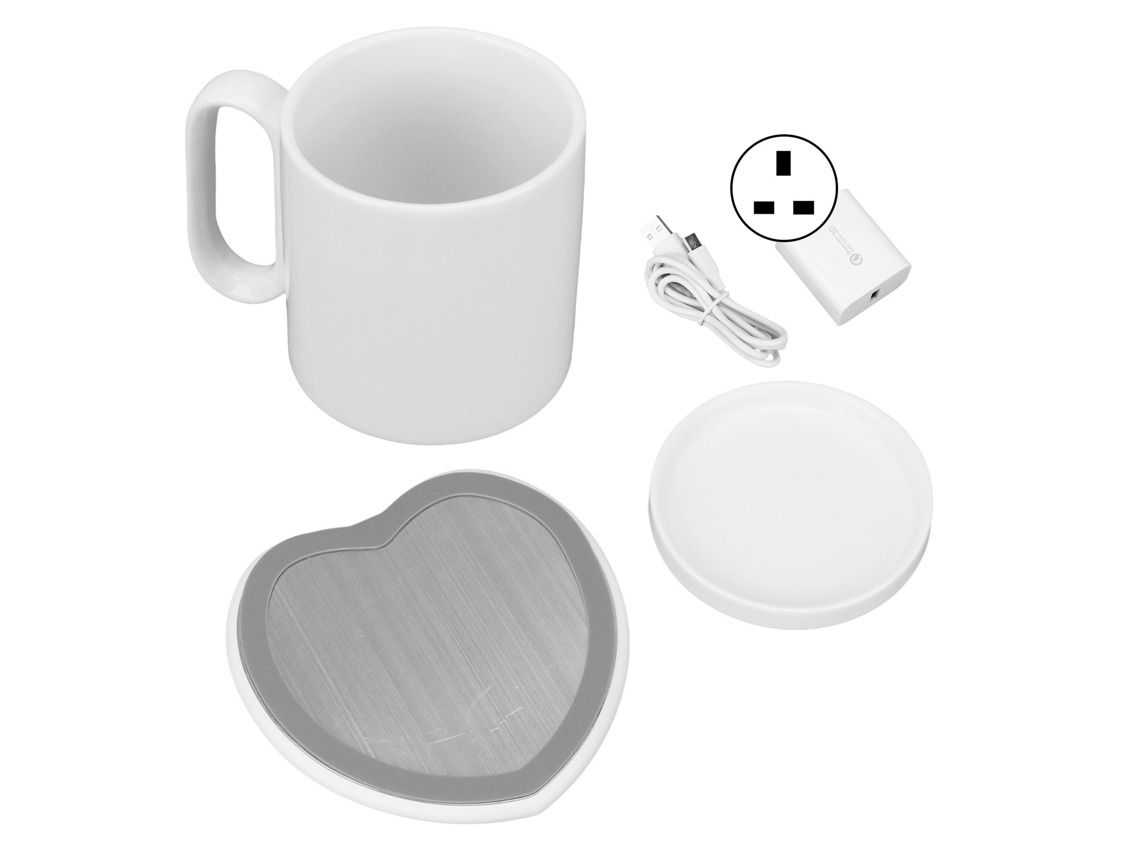 Calentador Eléctrico de Café Corazón Con 2 Temperaturas Constantes, Calientatazas para Té Leche Teléfono Auriculares