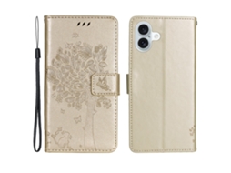 Capa Em Couro Pu, Para Apple Iphone 16 Plus - Ouro